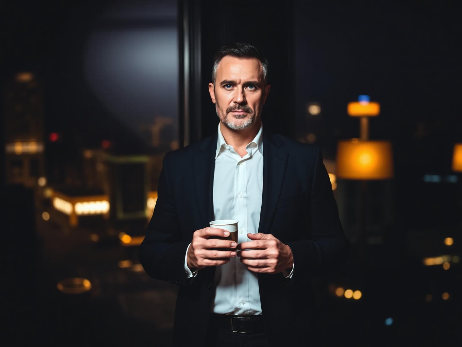 Người đàn ông trầm tư trong đêm